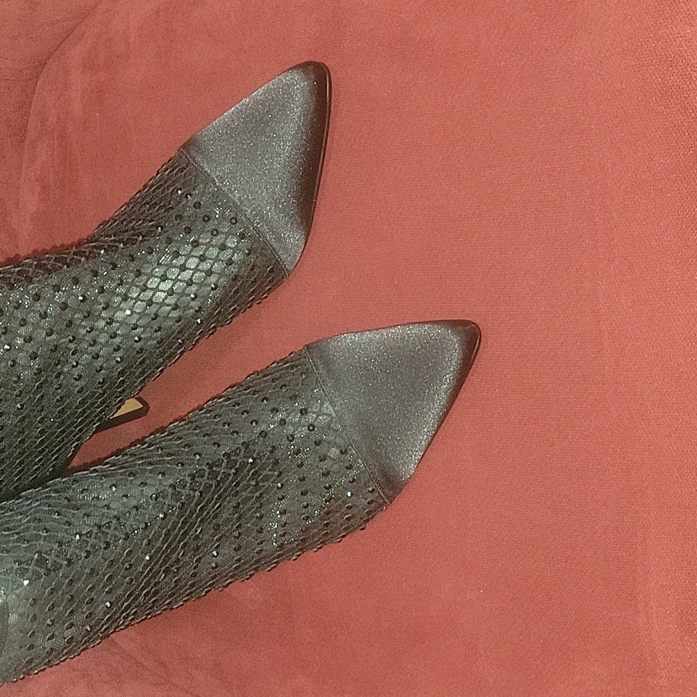 J.Renee Black Mesh Heeled Boots